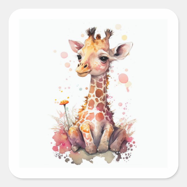 Baby Giraffe Square Sticker (Vorderseite)