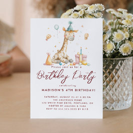 Baby Giraffe und Balloons Kindergeburtstag Party Einladung