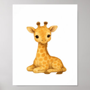 Baby-Giraffe-Watercolor-Druck – Nursery-Wandkunst  Poster