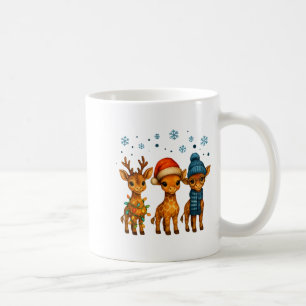 Baby-Giraffe-Weihnachtslichter-Santa-Hut-Rentier W Kaffeetasse