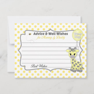 Baby Giraffe Yellow Gray Advice for Mommy Daddy Hinweiskarte