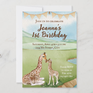 Baby Giraffe zum Geburtstag Einladung