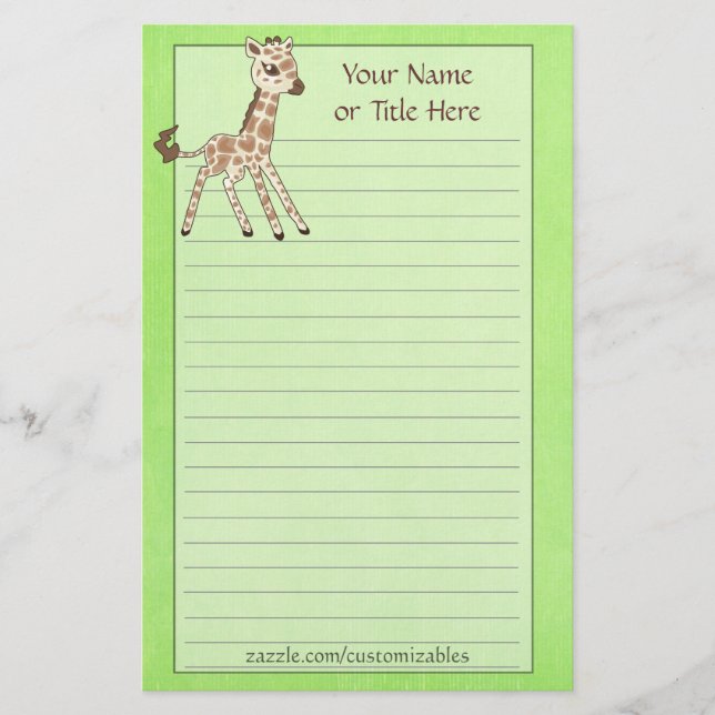 Baby-Giraffen-Briefpapier Briefpapier (Vorderseite)