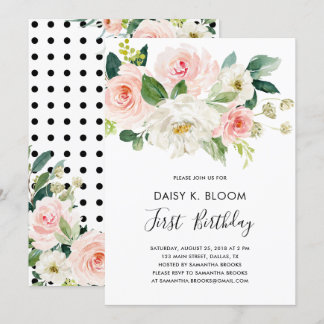 Baby Girl 1. Geburtstag Party Einladung