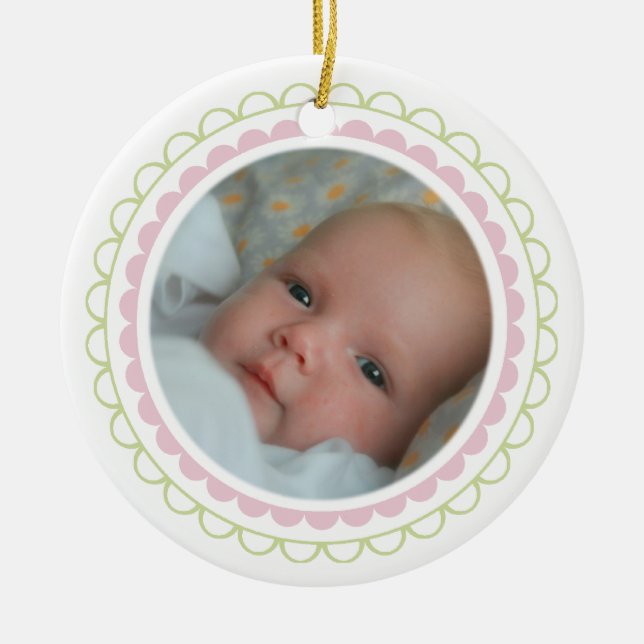 Baby Girl 1. Weihnachtsgebäck Foto Keepake Keramikornament (Vorne)