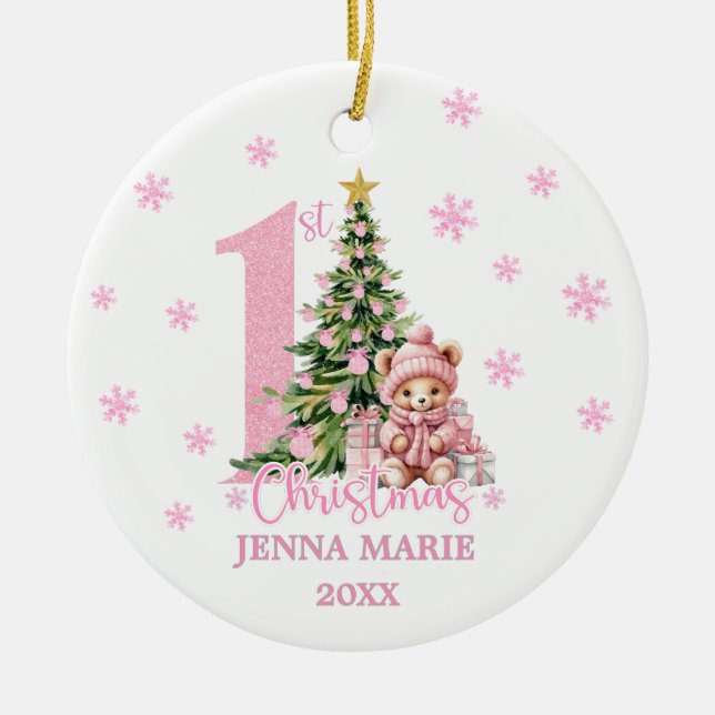 BABY GIRL 1ST CHRISTMAS PHOTO Ornament (Vorne)