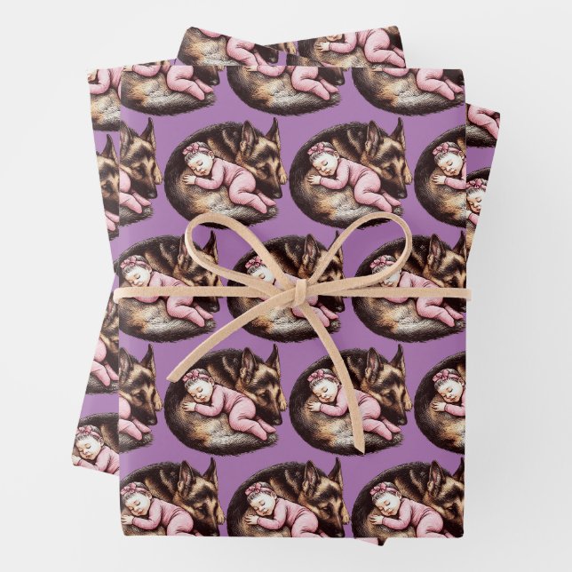 Baby Girl and German Shepherd Geschenkpapier Set (Beispiel)