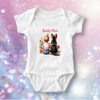 Baby Girl and German Shepherd Personalisiert Baby Strampler