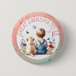 Baby Girl and Puppy Baby Dusche Großes Oma Button