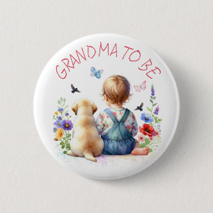 Baby Girl and Puppy Baby Shower Oma zu sein Button
