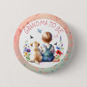 Baby Girl and Puppy Baby Shower Oma zu sein Button