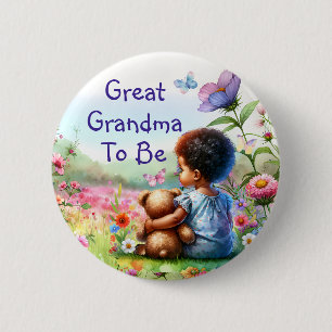 Baby Girl and Teddy Bear Baby Showgranma zu sein Button