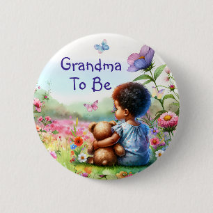 Baby Girl and Teddy Bear Baby Showgranma zu sein Button