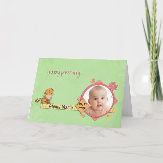 Baby Girl-Ankündigung Ankündigung (Vorderseite)