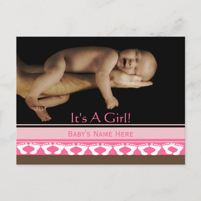 Baby Girl-Ankündigung Ankündigungspostkarte (Vorderseite)