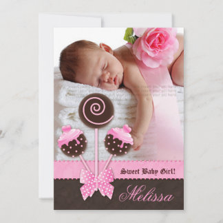 Baby Girl Ankündigung Einladung Cake Pops Pink V