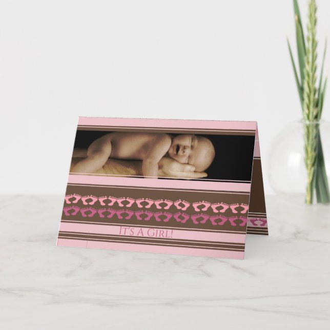 Baby Girl Annoucement Cute with your Foto Ankündigung (Vorderseite)
