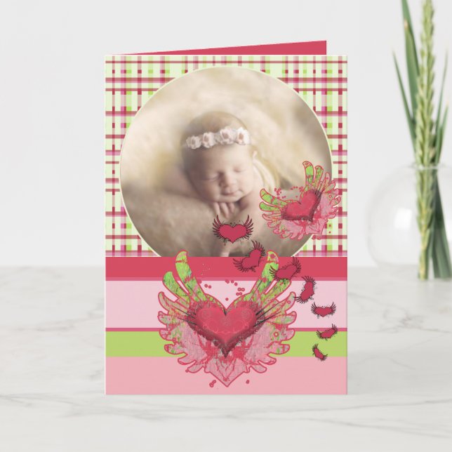 Baby Girl Annoucement Cute with your Foto Ankündigung (Vorderseite)