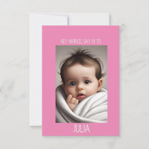 Baby Girl Announcement Cards mit Foto Ankündigung