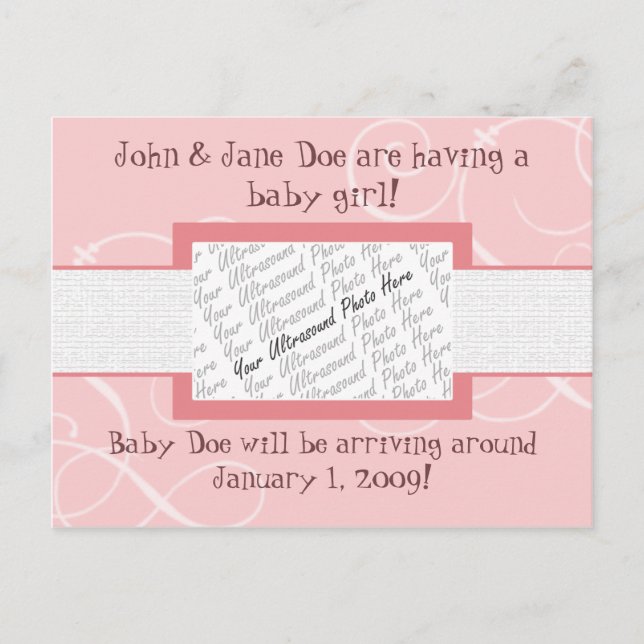 Baby Girl Announction Postcard Ankündigungspostkarte (Vorderseite)