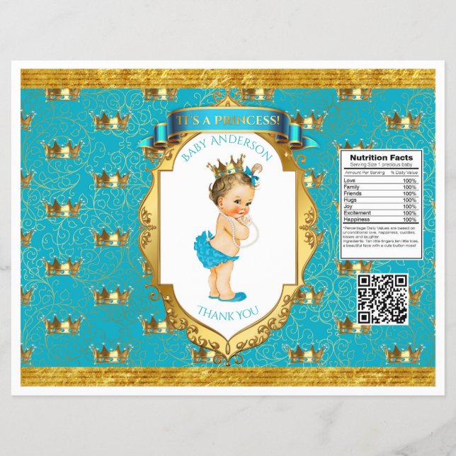 Baby Girl Aquamarin Gold Chip Bag Wrappers Flyer (Vorne)