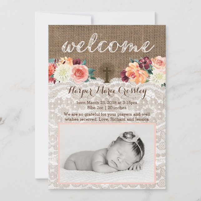 Baby Girl Automne Automne Cartes Faire-part de nai (Devant)