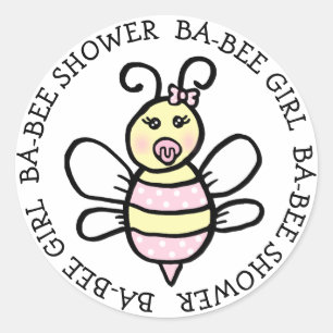 Baby Girl Ba-Bee-Dusche Runder Aufkleber