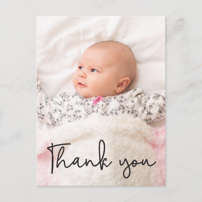 Baby Girl Baby Dusche Danke Custom Foto Postkarte (Vorderseite)