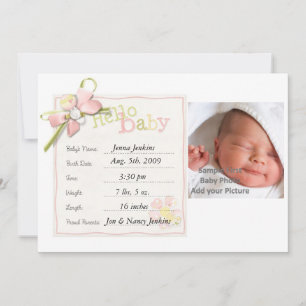 Baby Girl Baby Faire-part Nouveau-né