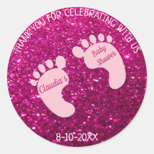 Baby Girl Baby Glitzer Dusche Vielen Dank Runder Aufkleber