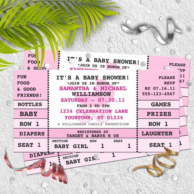 Baby Girl Baby shower Concert Billet Invitation (Créateur téléchargé)