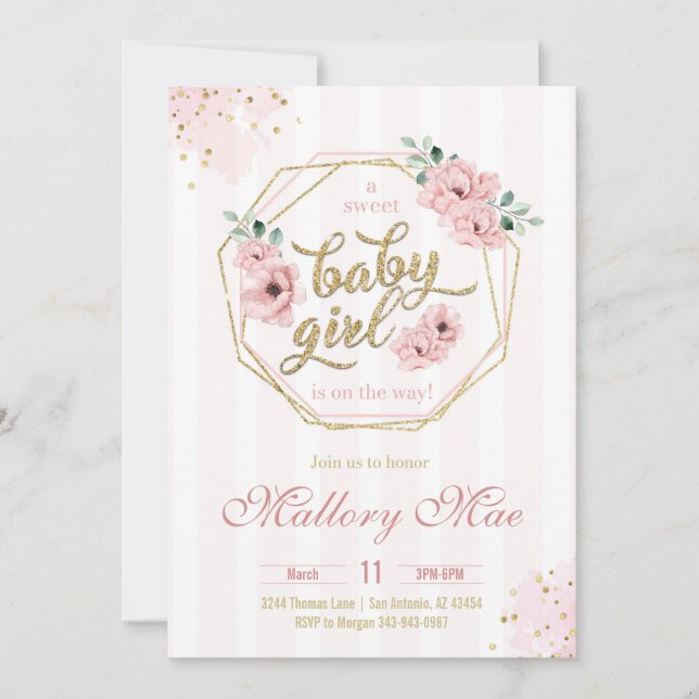 Baby Girl Baby Shower Einladung (Vorderseite)