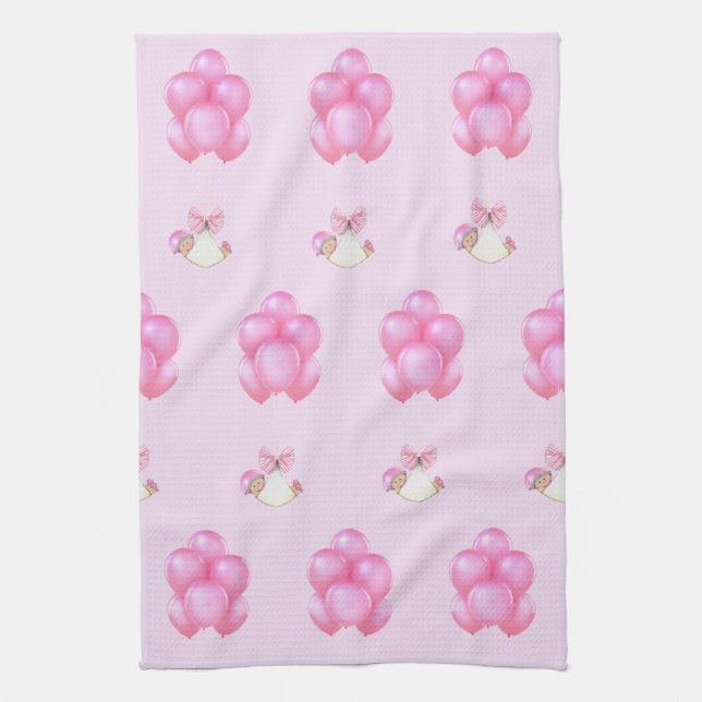 Baby Girl Baby Shower Geschirrtuch (Vertikal)