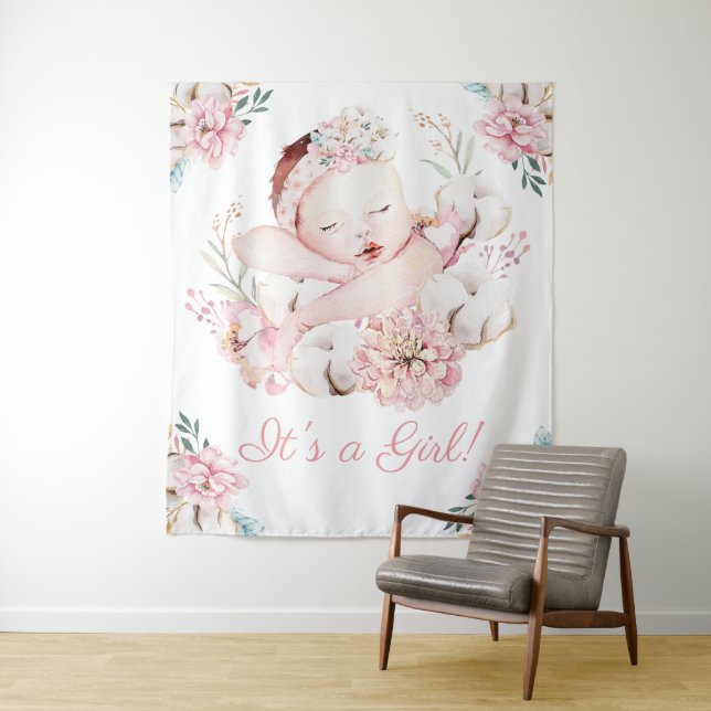 Baby Girl Babydusche Backdrop Banner Wandteppich (Beispiel)