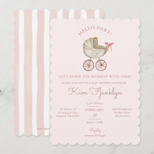 Baby Girl Babydusche Hübsch in Rosa Einladung