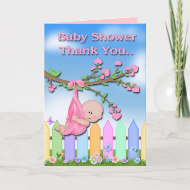 Baby Girl - Backyard Baby Dusche Danke Karte (Vorderseite)