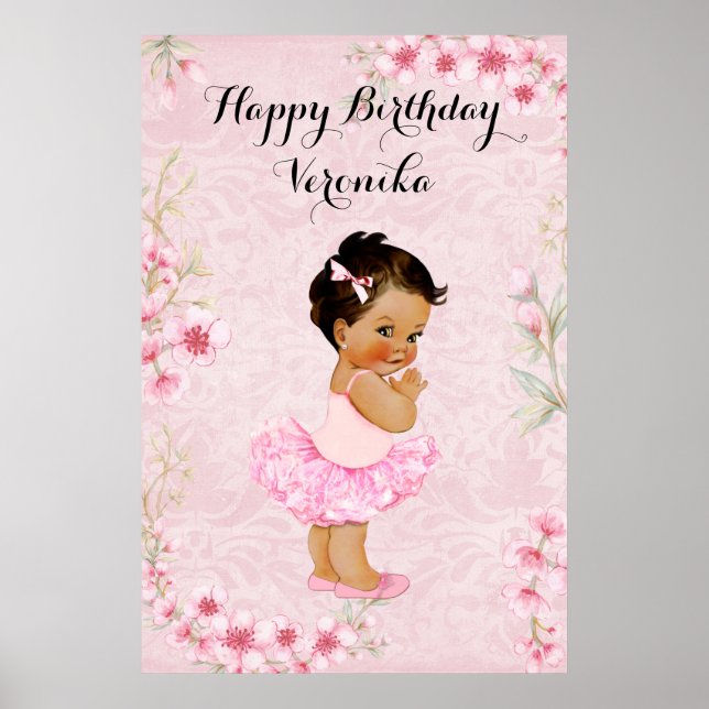 Baby Girl Ballerina Pink Blume Poster (Vorne)