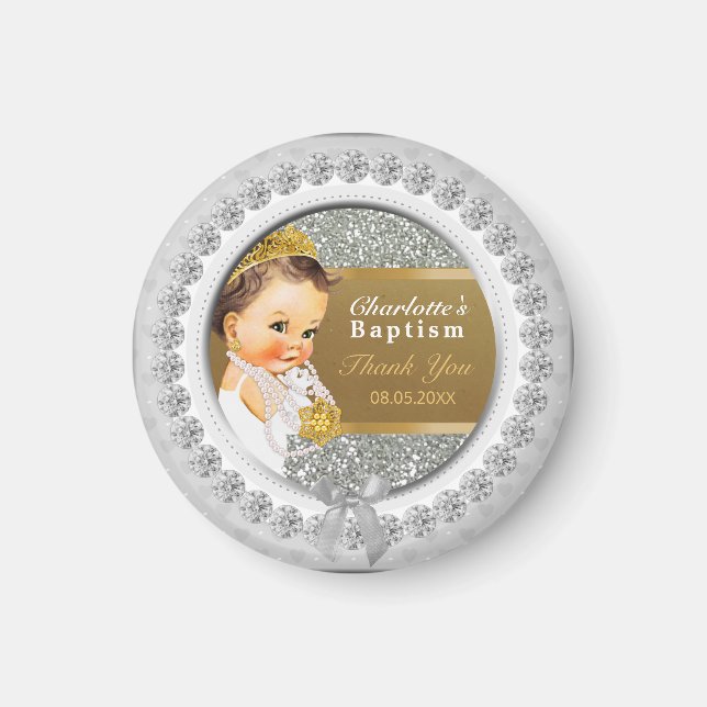 Baby Girl Baptisc Danke, dass du Keepake hältst |  Magnet (Vorne)