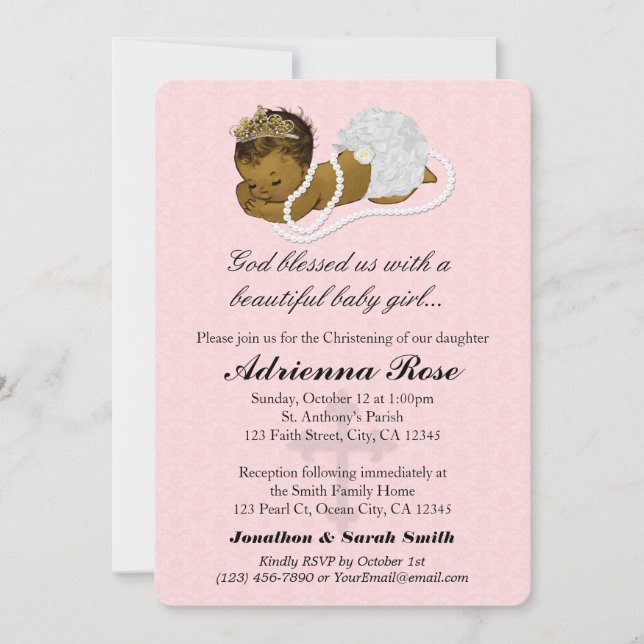 Baby Girl Baptism Christening Invitations PINK 181 (Devant)