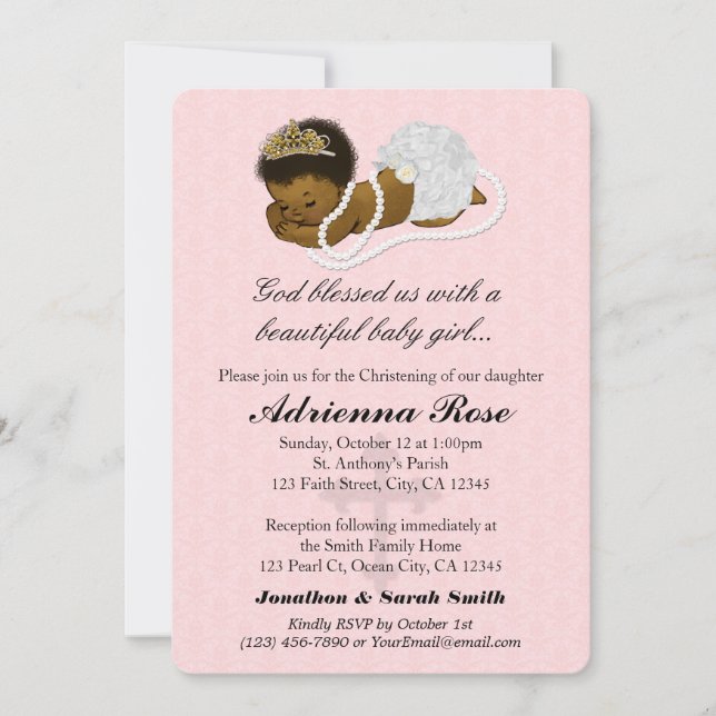 Baby Girl Baptism Christening Invitations PINK 183 (Devant)