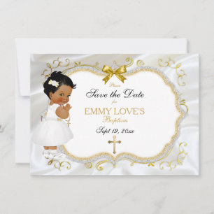 Baby Girl Baptisse Rett Date White Gold Cross Save The Date