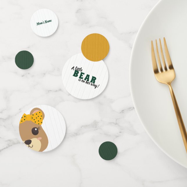 Baby Girl Bear Green & Gold Baby Dusche Konfetti (Gruppe)