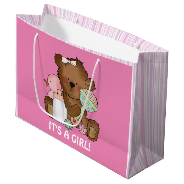 Baby Girl Bear große Geschenktasche Große Geschenktüte (Vorderseite Schrägansicht)