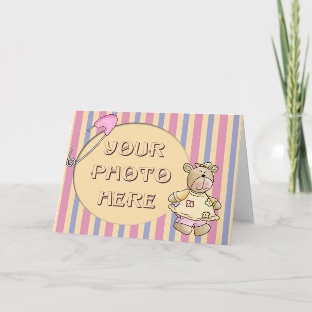 Baby Girl Bear Karte (Vorderseite)