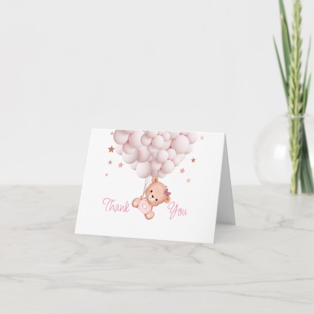 Baby Girl Bear Sweet Bearly Wait Bear Template Dankeskarte (Vorderseite)
