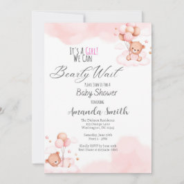 Baby Girl Bearly Wait Baby Shower Einladung