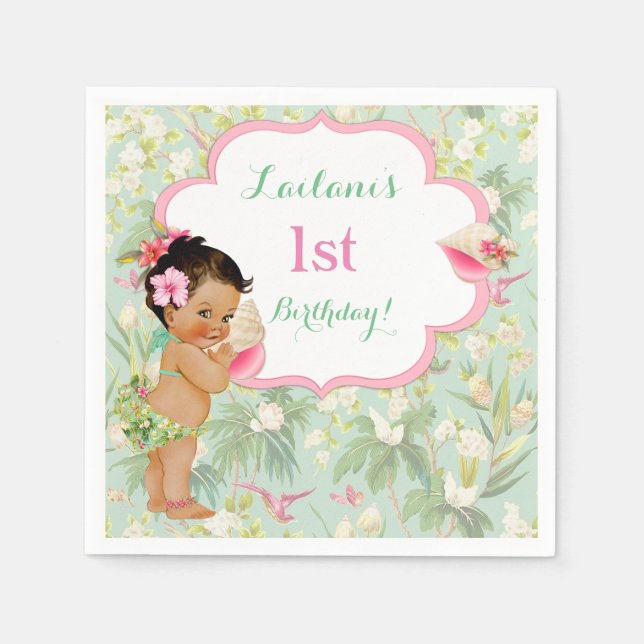 Baby Girl Bikini Tropical Luau Hawaiian Napkins Serviette (Vorderseite)