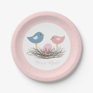 Baby Girl Bird's Nest   Babyparty Pappteller