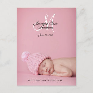 Baby Girl Birth Ankündigung Foto Postkarten