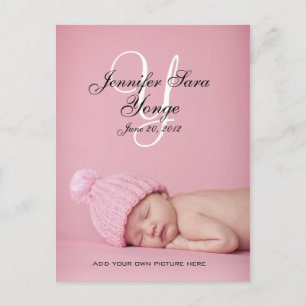 Baby Girl Birth Ankündigung Foto Postkarten